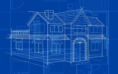 digital blueprint house rendering