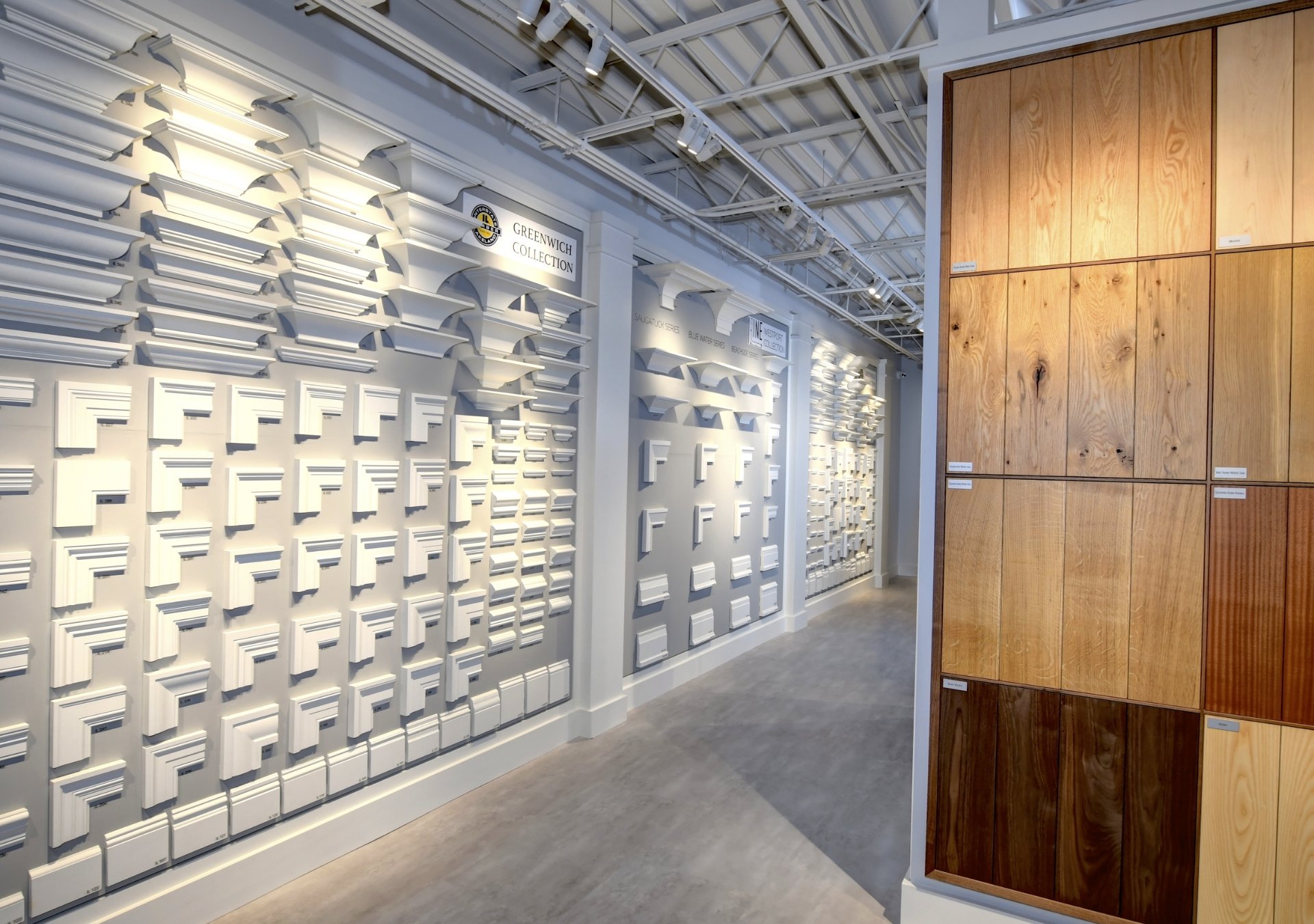 Shrub Oak showroom interior moulding and lumber samples